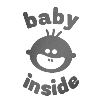 Samolepicí dekorace na vozidlo Baby inside 002 levá dva zuby na palubě (41 - grafitová metalíza) SAMOLEPKA NA AUTO, NÁLEPKA, FÓLIE, POLEP, TUNING, VLASTNÍ TEXT, TISK, AUTOSAMOLEPKY.cz, POLEPY, OBRÁZEK, LOGO, 3D STICKERS