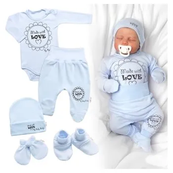 Dětská móda Soupravička do porodnice 5D Made with love, Baby Nellys - modrá, vel. 56; 56 (1-2m)