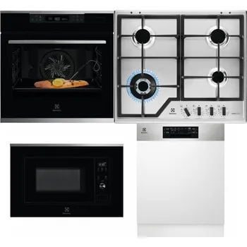 Set domácích spotřebičů ELECTROLUX KOBCS31X + ELECTROLUX KGS64362XX + ELECTROLUX LMS2203EMX + ELECTROLUX EEM48300IX - přebaleno