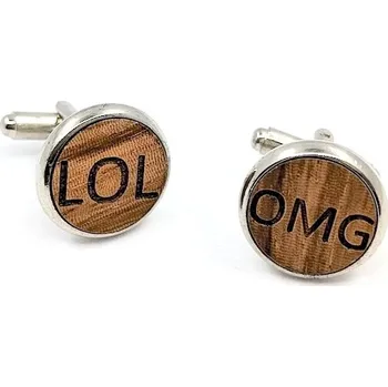 Manžetový knoflíček Manžetové knoflíčky dřevěné se zkratkami LOL, OMG