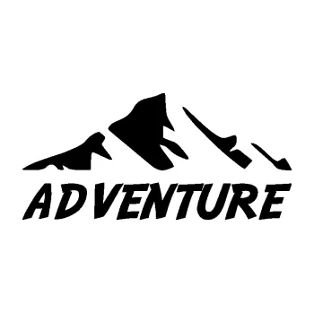 Samolepící dekorace SAMOLEPKA Krajina hory 040 turistika, nápis Adventure (01 - černá) NA AUTO, NÁLEPKA, FÓLIE, POLEP, TUNING, VLASTNÍ TEXT, TISK, AUTOSAMOLEPKY.cz, POLEPY, OBRÁZEK, LOGO, SAMOLEPKY