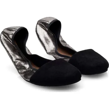 Dámské baleríny ZAQQ TWIST Derby black / New Yorq silver 37-42 NAPPA/VELUR Dvouvrstvá hlazená i broušená kůže Černá 38