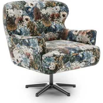 Křeslo Stylové otočné křeslo AMBER v květinovém potahu Flower rose blue