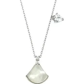 Náhrdelník Stříbrný náhrdelník s perletí a zirkonem délka náhrdelníku 42+3cm