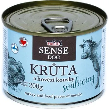 Krmivo pro psa Falco Sense Dog krůta a hovězí kousky svaloviny 200 g