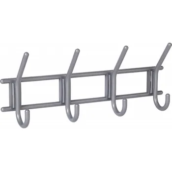 Věšák Walteco Věšáková lišta, 4 háčky, plast, šedá