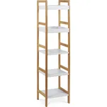 Autronic Regál, 5 polic, masiv bambus, přírodní odstín, MDF, bílý matný lak, nosn. 15 kg - DR-013-5