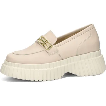 Dámské mokasíny ETIMEĒ dámské kožené mokasíny na hrubé podrážce - béžové