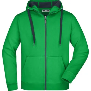 Pánská mikina Daiber Pánská mikina na zip s kapucí Doubleface JN355 Barva: Zelená kapradinová - Grafitová, Velikost: M