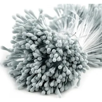 umělá květina Květinové pestíky na drátku, matné modrošedé