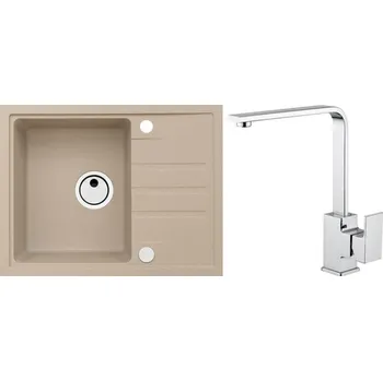 Alveus Set Intermezzo 30 Granitový dřez s odkapem 620x480 mm + baterie Reno, béžová, SETA371
