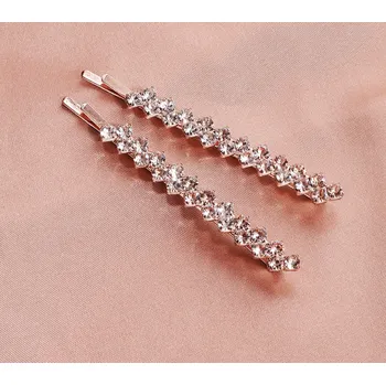 Souprava šperků B-TOP Sada štrasových sponek do vlasů 2 ks Druh barvy: Zlatá růžová