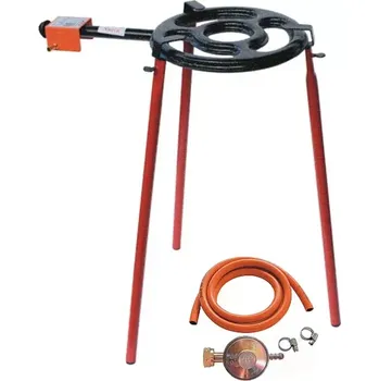 Pánev Hořák L30 Paella 30 cm dva okruhy s připojením a trubkový stojan (ideální souprava pro grilování a vaření nejen pod širým nebem)