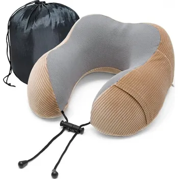 Cestovní polštářek KUFRYPLUS Cestovní polštářek s paměťovou pěnou TPMF15 hnědý