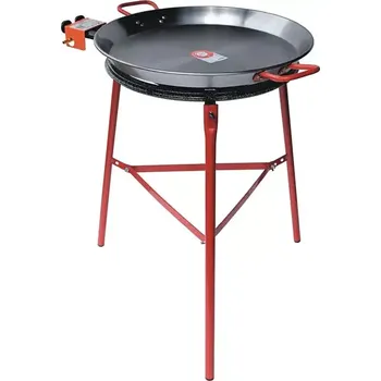 Pánev Set hořák L50 Paella 50 cm tři okruhy, stojan a pánev leštěná ocel 60 cm (ideální souprava pro grilování a vaření nejen pod širým nebem)