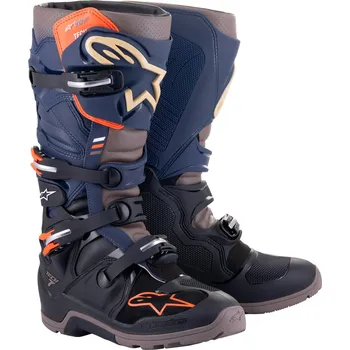 Moto obuv Boty na motorku Alpinestars Tech 7 Enduro Drystar 2024 modro-šedo-oranžovo-černé 45,5