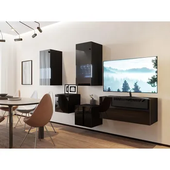 Obývací stěna MOB Berny 67 (černá + černý lesk)