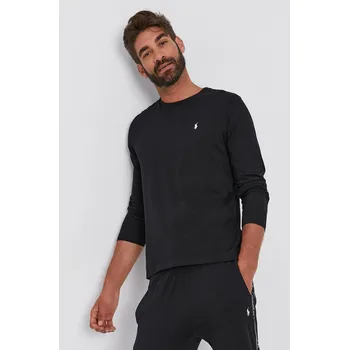 Tričko s dlouhým rukávem Polo Ralph Lauren pánské, černá barva, hladké, 714844759001 99X, vel. L