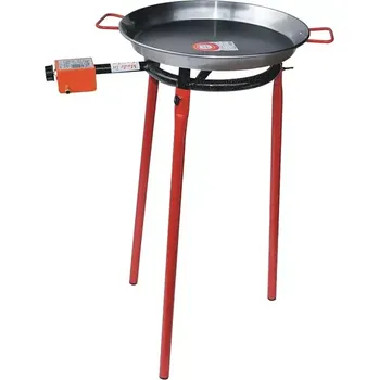 Pánev Set hořák M30 Paella 30 cm jeden okruh, stojan a pánev leštěná ocel 40 cm (ideální souprava pro grilování a vaření nejen pod širým nebem)