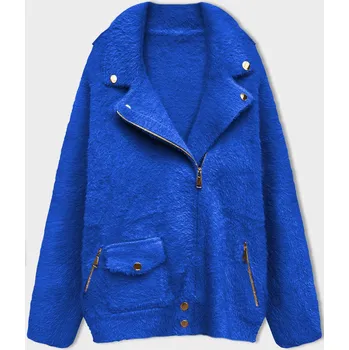 Krátká vlněná bunda typu "alpaka" v chrpové barvě (553) odstíny modré uni velikost