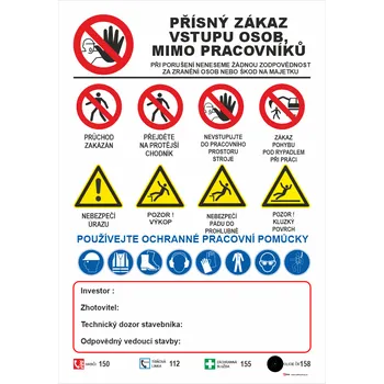 Přísný zákaz vstupu osob ....... UV tisk plast 5mm 800 x 600 mm