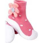 YO Ponožky s gumovou podrážkou - ponožkoboty dívčí - růžové s květem, velikost: 20