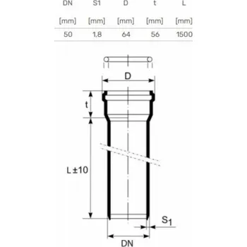 Kanalizační potrubí Vnitřní kanalizační potrubí HTplus, O 50 mm, 1,5m