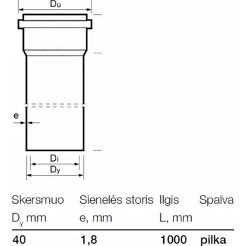 Kanalizační potrubí Vnitřní kanalizační PP potrubí Wavin, O 40 mm, 1m
