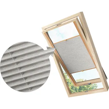 Roleta ZEBRA-SHOP Zastiňující roleta PLISSÉ PRO STŘEŠNÍ OKNO / SV. ŠEDÝ MELÍR / PD306 Značka okna: VELUX, Typ-údaj ze štítku: C02, Barva profilů: borovice