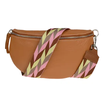 Kabelka NovaKabelka.cz Kožená italská crossbody kabelka Reni Grande Camel s přídavným popruhem V