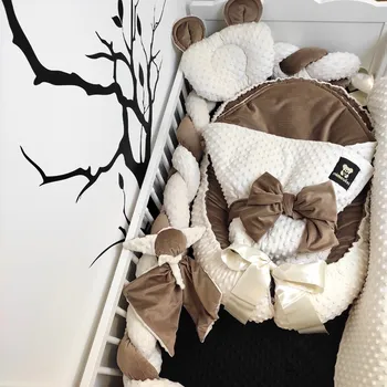 Hnízdečko pro miminko Set do postýlky Mimoušek mandle velvet perla minky