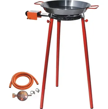 Pánev Hořák L20 Paella s připojením, trubkový stojan a pánev 30 cm leštěná ocel (ideální souprava pro grilování a vaření nejen pod širým nebem)