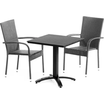 Zahradní sestava Zahradní sestava DORTMUND + ESSEN (1x stůl + 2x křeslo) černá