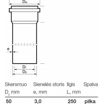 kanalizace Vnitřní kanalizační PVC trubka Wavin, O 50 mm, 0,25m
