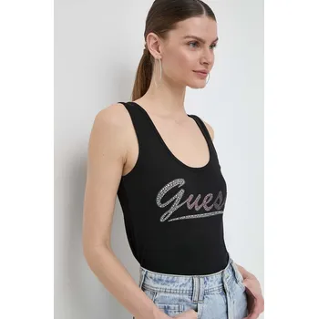 Bavlněný top Guess LOGO černá barva, W4GP16 K1814 W4GP16.K1814 99X, vel. S