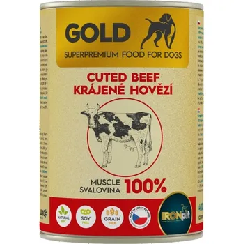 Krmivo pro psa IRONpet Gold Dog Hovězí krájená svalovina, konzerva 400 g
