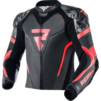 Moto bunda Bunda Rebelhorn Rebel černo-fluo červená