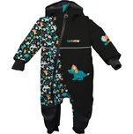 WAMU Softshellová kombinéza dětská, DINOSAUŘI, černo-hnědá 80 - 86