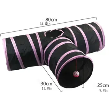 Hračka pro kočku Hrací tunel pro kočky se zavěšenou hračkou Varianta: růžovo-černá