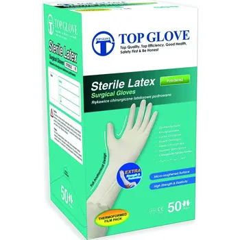 Vyšetřovací rukavice Rukavice chirurgické sterilní s pudrem TOP GLOVE 8,5 (50párů/bal)