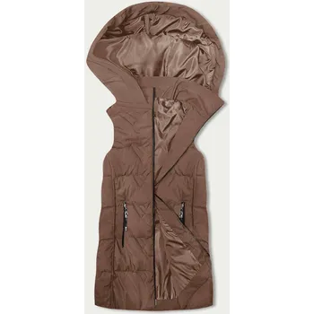 Dámská vesta Kávová Přepychovka s Kapucí - Dámská Vesta SWest, odstíny béžové XXL (44) i392_23200-48