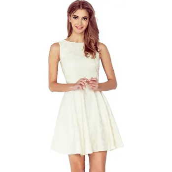 Dámské šaty Šaty s kolovou sukní a lodičkovým výstřihem ecru - M