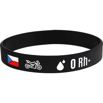 Náramek RSA Silikonový moto náramek s krevní skupinou 0 RH+