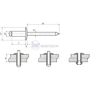 Nýt Nýt DIN 7337 st/st 4,0 x 10 ZB Cr3+ Balení: 500 ks KEJAA40010BF4K