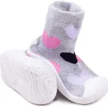 YO Ponožky s gumovou podrážkou - ponožkoboty dívčí - šedé se srdíčky, velikost: 22
