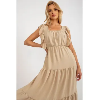 Dámské šaty ItModa Šaty Luciana s volánky béžové Velikost: UNI