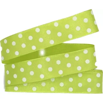Stuha Stuha taftová HOT SPOT GREEN hráškově zelená 25mm x 2m ( 7,50 Kč/m) (Stuha skládaná, taftová, jednostranný potisk, s drátkem v lemu)