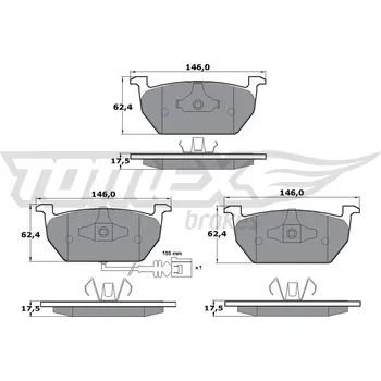 Brzdová destička Sada brzdových destiček, kotoučová brzda TOMEX Brakes TX 17-03