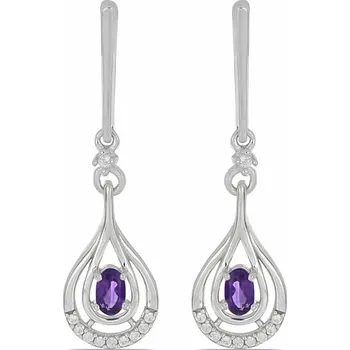 Náušnice Náušnice stříbrné s broušenými africkými ametysty a zirkony Ag 925 025929 AFAM 3,8 cm, 4,6 g
