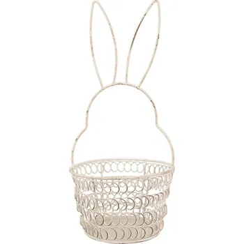 Bílý drátěný dekorační košík králík Bunny S - Ø 12*27 cm